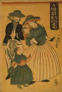 Amerikkalainen perhe kävelylle Yokohamaan vuonna 1861