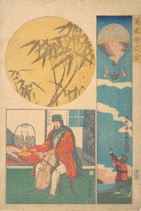 American Balloon, amerikkalainen sello, bambu, 10. kuukausi, 1861. tekijältä Utagawa Yoshiiku