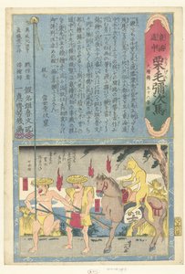 kettu hevosen selässä Nihonbo (otsikko esineessä) Matka Tokaidon halki Yajin kanssa (sarjan nimi) Tokaidochu kurige no Yuji uma (sarjan nimi esineessä) tekijältä Utagawa Yoshiiku