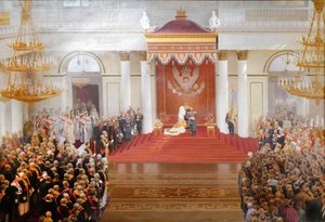 Keisari Nikolai II:n puhe valtaistuimelta ensimmäisen valtionduuman avaamisen yhteydessä tekijältä V Polyakov