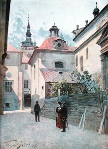 Jirska Ulice, Praha, kuvitus "Stara Prahasta (Vanha Praha)", n. 1900 (litho)