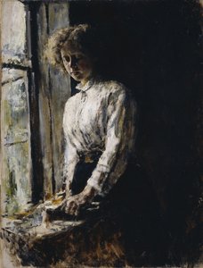 Ikkunalla. Olga Fjodorovna Trubnikovan muotokuva, 1886 tekijältä Valentin Aleksandrovich Serov