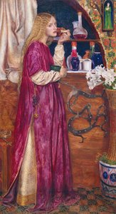 Kuningatar oli salissa, söi leipää ja hunajaa (öljy paneelissa) tekijältä Valentine Cameron Prinsep