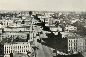 Winnipeg tänään, katsomassa pääkatua. - Modernin Kanadan nopea kasvu, vuodelta 1930. tekijältä Valentine and Sons Ltd