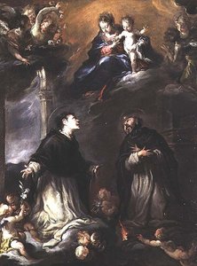 Madonna ja lapsi ilmestyvät kahdelle dominikaaniselle pyhälle tekijältä Valerio (circle of) Castello