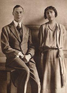 "Lady Elizabeth Bowes Lyon ja Yorkin herttua, kun he ilmoittivat kihlauksestaan", 1923