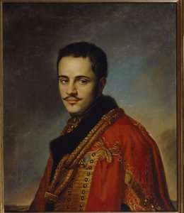 Nikolai Niolajevitš Raevski nuoremman (1801-1843) muotokuva. (N.N. Raevsky Nuoremman muotokuva). Vasili Andrejevitš Tropinin (Vassili Tropinin) maalaus (1776-1857), öljy kankaalle tekijältä Vasili Andreevich Tropinin