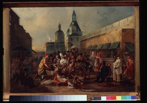 Virvokekioski lähellä kiinalaista muuria Moskovassa. Vasili Jegorovitš Astrahovin maalaus (?-vuoden 1867 jälkeen). Öljy kankaalle, 43 x 57,5 ​​cm tekijältä Vasili Egorovich Astrakhov
