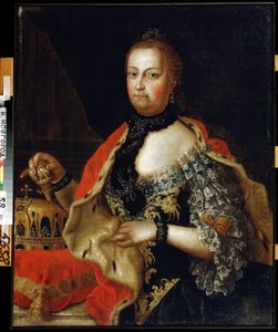 Itävallan keisarinna Maria Teresian (1717-1780) muotokuva (Itävallan keisarinna Maria Teresian muotokuva). Vasili Kozmich Berezinin maalaus (1743-1795 jälkeen). Öljy kankaalle, 88 x 69 cm tekijältä Vasili Kozmich Berezin