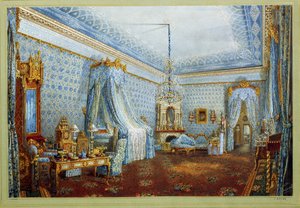 Huone Jusupovin palatsissa (Moika Palace) Pietarissa (Huone Jusupovin palatsissa Pietarissa). Vasili Semjonovitš Sadovnikovin (1800-1879) teos, akvarelli paperille. venäläistä taidetta
