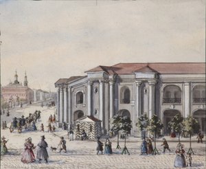 Pietarin suuri Gostiny Dvor -kauppapiha, 1830-1840 tekijältä Vasili Semenovich Sadovnikov