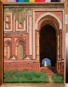 Qutb Minar, Ympäröivä portti vanhassa Delhissä (Intia) (Qutub Minar, Ympäröivä portti vanhassa Delhissä) - Vasili Vasilyevich Vereshchagin (Vassili Vereshchagin) maalaus (1842-1904) tekijältä Vasili Vasilievich Vereshchagin
