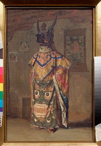 Lama buddhalaisessa juhlassa Rumtekin luostarissa Sikkimissä (Intia) (Lama buddhalaisessa juhlassa Rumtekin luostarissa Sikkimissä) - Vasili Vasilyevich Vereshchagin (Vassili Vereshchagin) maalaus (1842-1904), öljy kankaalle tekijältä Vasili Vasilievich Vereshchagin