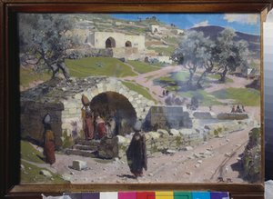 Pyhän Marian kaivo Jerusalemissa (Israel) - Pyhän Marian kaivo Nasaretissa - Vasili Dmitrievich Polenovin (1844-1927) maalaus, öljy kankaalle
