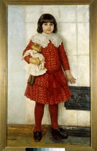 Tytöllä on nukke Vasilli Ivanovich Surikovin maalaus (Vasili Surikov tai Vasili Surikow) (1848-1916) 1888 Moskova. Tretjakovin galleria