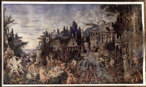 Orgia (An Orgy). Juhlapaikka muinaisten roomalaisten palatsien edessä, joka kokoaa yhteen satyyrien ja bacchantien dionysolaisen korteesin kylpykohtauksissa. Vassili (Vasili, Vasilii, Wilhelm) Aleksandrovich Kotarbinsky (Kotarbinski, Kot) työ tekijältä Vasily Alexandrovich Kotarbinsky
