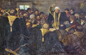 Grigory Konstantinovitch Ordjonikidze (1886-1937) - Sergo Ordzhonikidze Pohjois-Kaukasuksella par Krotkov, Vasily Anfimovich (1880-1939). Öljy kankaalle, koko: 100x150 tekijältä Vasily Anfimovich Krotkov
