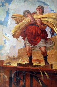 Kollektiivinen viljelijä par Kostyanitsyn, Vasily Nikolaevich (1881-1940). Öljy kankaalle tekijältä Vasily Nikolaevich Kostyanitsyn