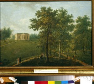 Totuuden temppeli. Näkymä Kurakin Estate Parkiin Nadezhdinassa (Venäjä) (Totuuden temppeli. Näkymä Kurakin Estate Nadezhdinan puistossa). Vasili Petrovitš Prichetnikovin (1767-1809) maalaus, öljy kankaalle, noin 1790. Venäläinen taide tekijältä Vasily Petrovich Prichetnikov