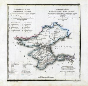 Tauridan kuvernöörin kartta, 1822 tekijältä Vasily Petrovich Pyadyshev