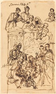Madonna ja lapsi pyhien kanssa tekijältä Venetian 17th Century