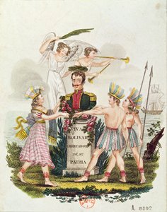 Suosittuja kuvia ylistävä Bolivar, n. 1840 tekijältä Venezuelan School