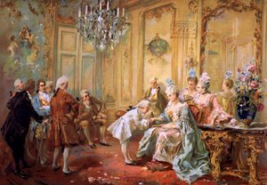 Mozart ja Mme de Pompadour,1900 (kromo) tekijältä Vicente de (after) Paredes