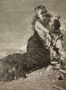 Renessanssi, äiti ja lapsi, Vincenzo Irollin maalauksesta tekijältä Vicenzo (after) Irolli