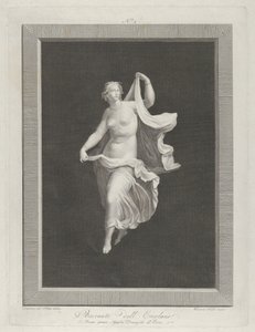Osittain alaston bacchante astumassa eteenpäin ja pitelee verhojaan jokaisessa ..., n. 1795-1820 tekijältä Vicenzo Feoli