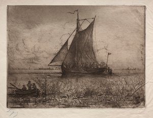 Hollantilainen jokimaisema. tekijältä Vicomte Lepic Ludovic Napoléon