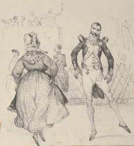 Sotilas ja nainen tanssimassa, 1800-luvun puoliväli. tekijältä Victor Adam
