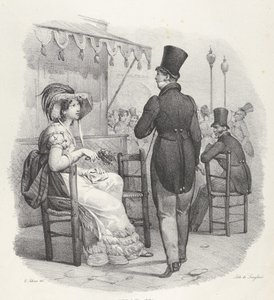 Kap. IV: Hän katsoo minua! Jumalauta mikä onni! Hän huomaa minut! Mikä onni!, 1824. tekijältä Victor Adam