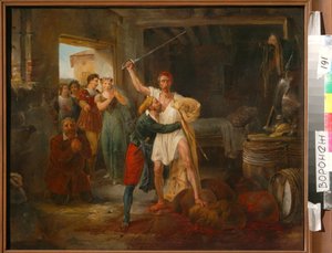 Don Quijote taistelee tiettyjä punaviiniä vastaan tekijältä Victor Adam