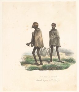 King George Soundin asukkaiden vaatteet (Länsi-Australia) Nlle. Hollande. Naturals du port du Roi Georges (otsikko esineessä) Exploration of the Astrolabe (sarjan nimi) Voyage de découvertes de l