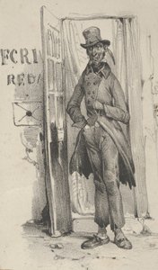 Mies seisoo ovella, 1800-luvun puoliväli. tekijältä Victor Adam