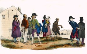 Martin, pallopelaaja. Teoksessa "Album Grotesque, Choices of Outstanding Types", Victor Adamin kuvitukset, Pariisi, noin 1850. tekijältä Victor Adam
