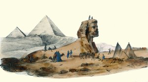 Ranskalainen eversti Egyptissä. teoksessa "" Album Grotesque, Choices of Remarkable Types", kuvitus: Victor Adam, Pariisi, noin 1850. tekijältä Victor Adam