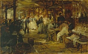 Le marché de la Madeleine, n. 1890 (öljy puulle) tekijältä Victor Gabriel Gilbert