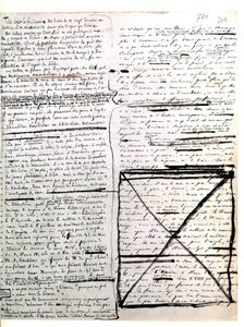 Autografinen sivu Hugon teoksesta "Les Miserables". 1845-1861 (asiakirjat (kirjeet)) tekijältä Victor Hugo