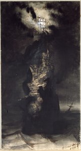 Casquets Lighthouse, 1866 (kynä ja mustepesu paperille)