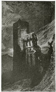 La Tourgue - kuvitus teoksesta Quatre Vingt Treize,1800-luku (bw-kaiverrus) tekijältä Victor Hugo