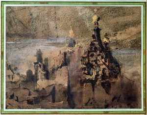 Memory of Spain, 1850 (mustepesu ja guassi paperille) tekijältä Victor Hugo