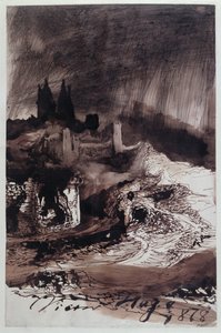 Linna, 1878 (kynä ja muste ja pesu paperille) tekijältä Victor Hugo