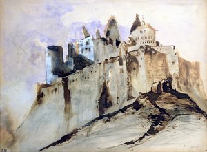 The Chateau of Vianden, 1871 (wc, kynä ja muste ja pesu paperille) tekijältä Victor Hugo