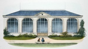 The Orangerie at Bellombre (Bourgogne) kuvitus "Habitations Champetres" -julkaisusta, julkaistu Pariisissa, n. 1895 (chromolitho)
