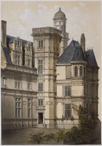 Anjoun hotelli, Angers, kuvitus teoksesta "Les Chateaux de la vallee de la Loire", Pariisi, julkaistu Ch. Boivin, 1861