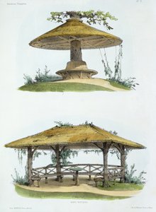 Maalaistyyliset penkit, "Habitations Champetres", julkaistu n. 1855 (kromolitografia)