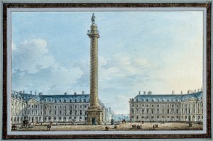 Näkymä kellopylväästä, joka sijaitsee Place Vendomessa Pariisissa, akvarelli Victor Jean Nicolle (1754-1828) noin 1810 su. 0,67x0,12 m Malmaison, musee du chateau