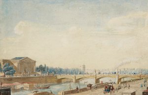 Näkymä Pont de la Concordelle ja Palais Bourbonille Pariisissa tekijältä Victor Jean Nicolle