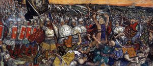 Bataille de Koulikovo - Kulikovon taistelu 8. syyskuuta tekijältä Victor Mikhailovich Vasnetsov